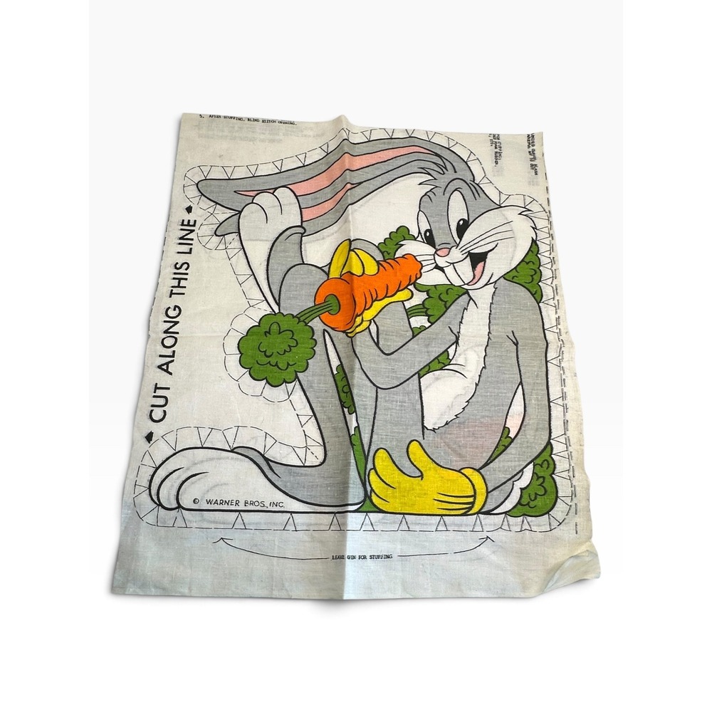 Vintage Warner Bros Bugs Bunny Cut & Sew Fabric Panel Unisex OS White